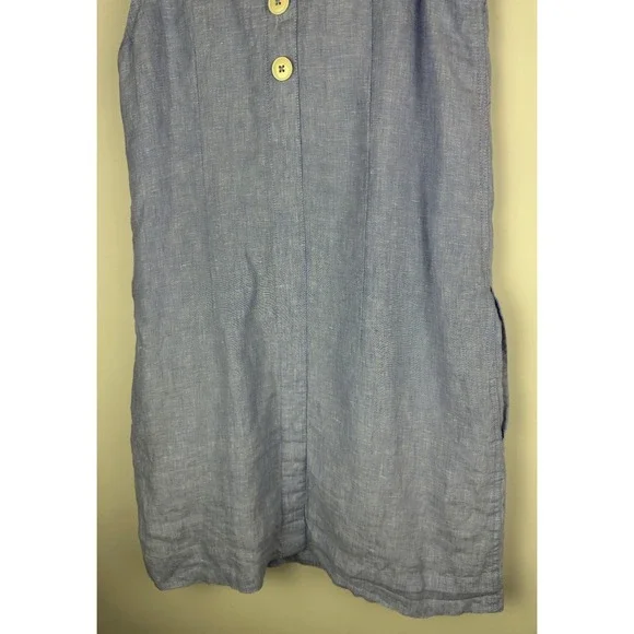J.crew 100% Linen Button Back Shift Dress in Beauchamps J2466 Blue Size XS - Picture 10 of 12